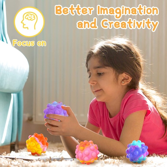 Pop Ball It Fidget Toys 4 PCS, 3D Squeeze Pop Ball Its Fidget Toy Bath Toys - Picture 2 of 7